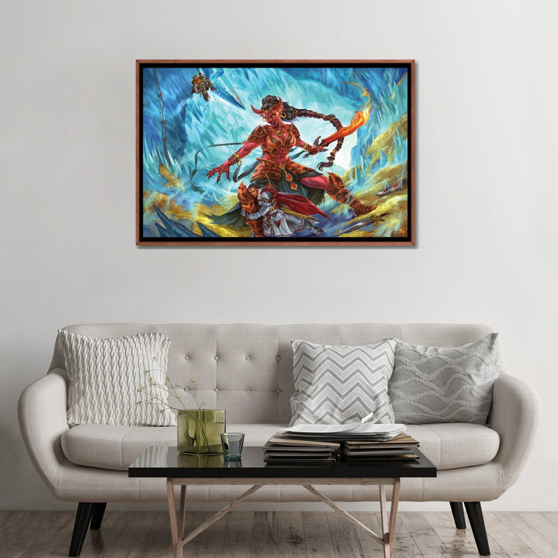 Efreeti Fight - reproduction d'art murale - toile encadrée, H 32 po x l 48 po, Brun