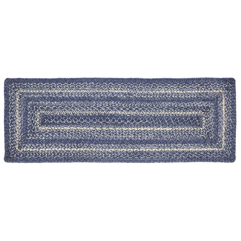 Birtwhistle Jute and Cotton Geometric Table Runner, Indigo/Powder Blue/Creme
