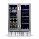 Newair 24” Built-in Dual Zone 18 Bottle and 58 Can Wine and Beverage Fridge in Stainless Steel 