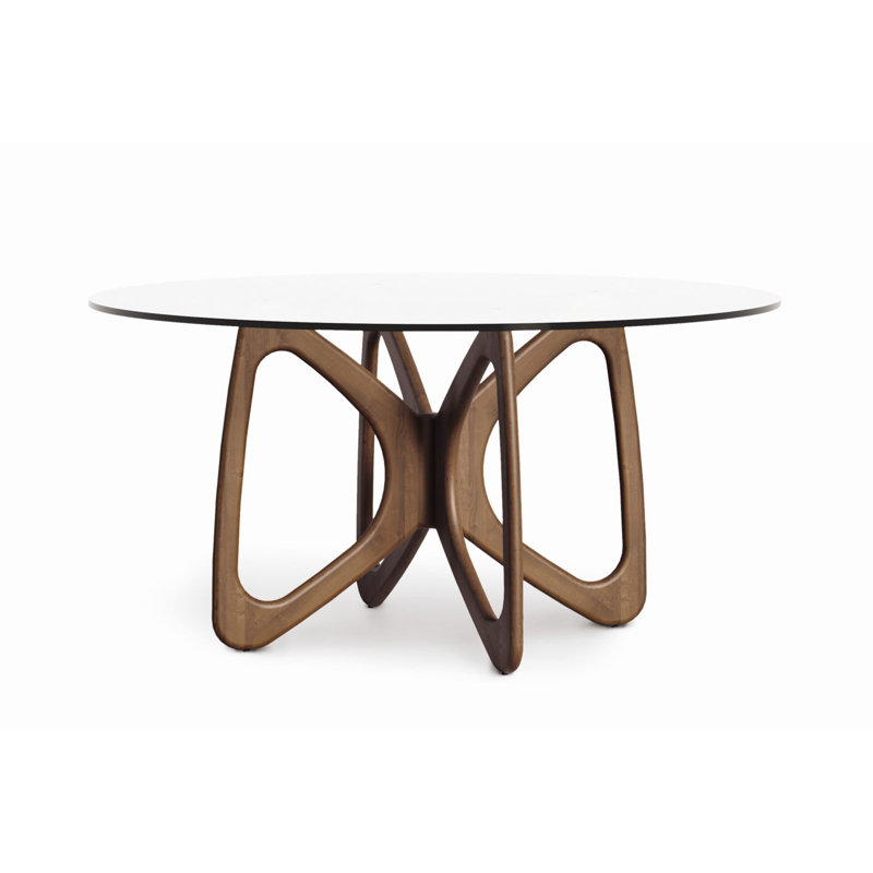 Butterfly Round Dining Table, 30"H x 60"L x 60"W, Natural Walnut