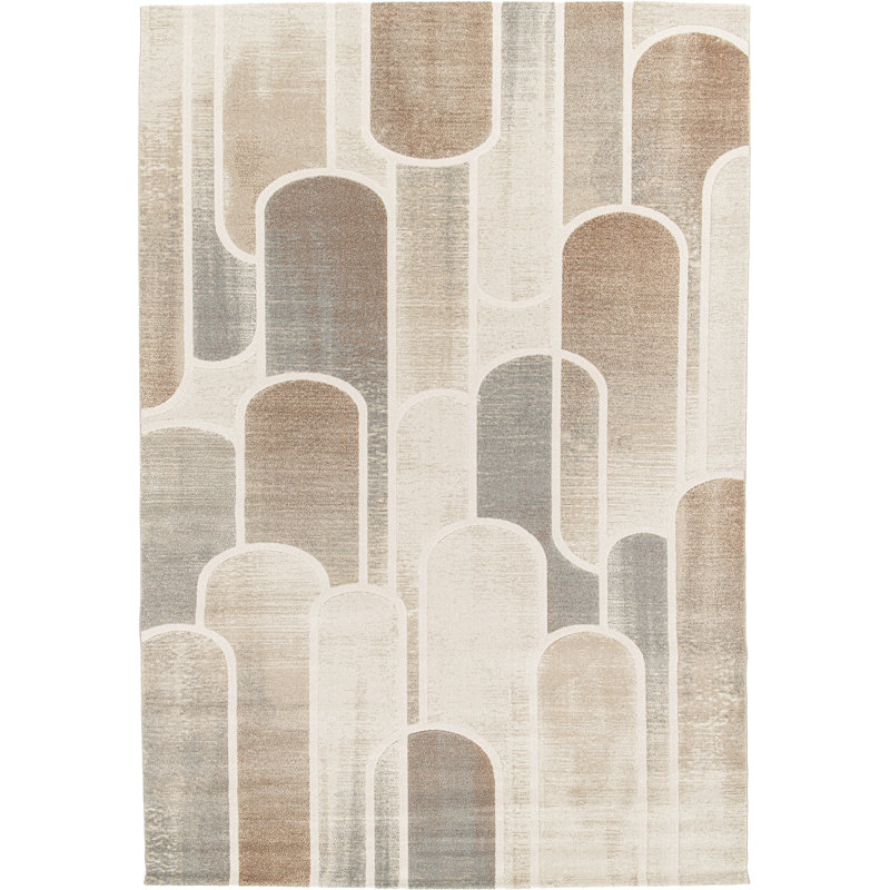 Rectangle Geometric Shapes Area Rug, Beige, Rectangle 160 x 230 cm, Polyester