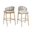 Ensemble de 2 tabourets de bar d'extérieur à structure en métal à hauteur d'assise 30,25 "avec dossier en PE en rotin-1516535383-1516535385