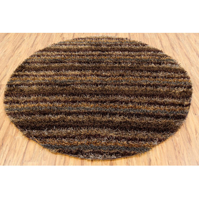 Kubu Hand Loomed Striped Area Rug in Brown/Gray/Tan