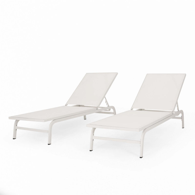Chaise longue d'extérieur, Blanc, Blanc