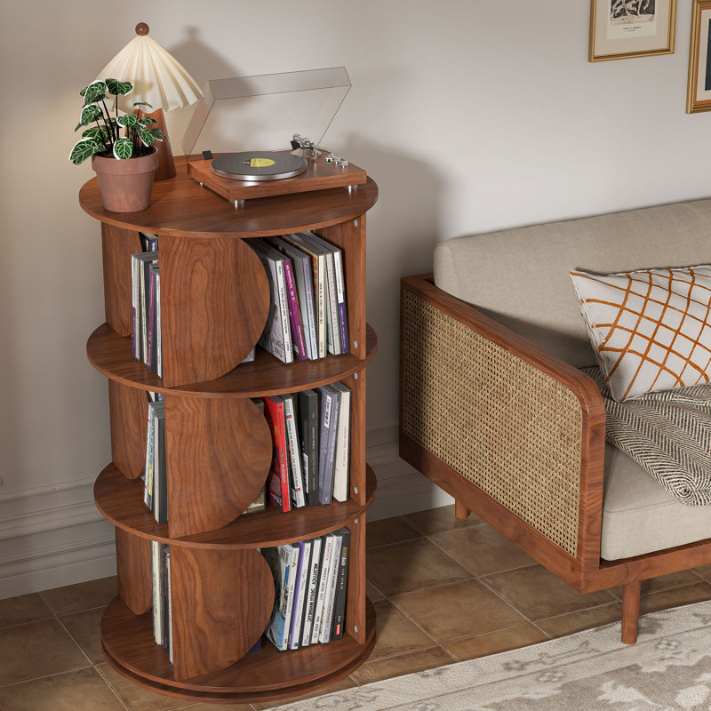  3 Tier Rotating Bookshelf, 360 Spinning Corner Bookcase Tower, Round Bookshelf, Floor Standing Book Shelf Organizer For Bedroom And Living Room