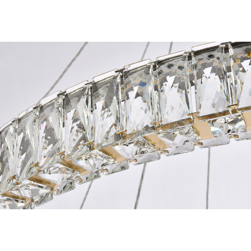 Lustre ovale en cristal 2 lumières Steveson, Or, H 12 po x l 36 po x P 36 po
