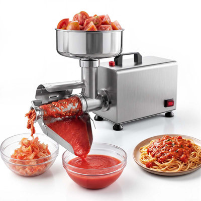 Electric Tomato Strainer 250W Food Mill and Sauce Maker, Processes 200 lbs/H, Ideal for Apple Sauce, Strawberry and Blueberry Jam, Stainless Steel Tomato Press with Large Hopper