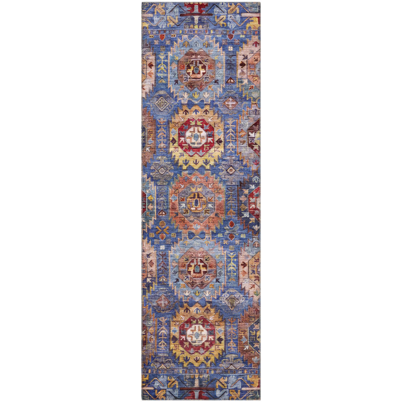 Premium Machine Washable Mayfield Medallions Rug, Mocha, 2'3" x 7'6" Runner