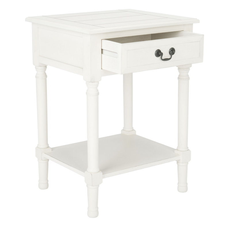 Peters End Table with Storage, Distressed White