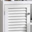 Armoire de salle de bain autoportante, armoire de rangement au sol, armoire de rangement de salle de bain blanche avec portes à volets amovibles