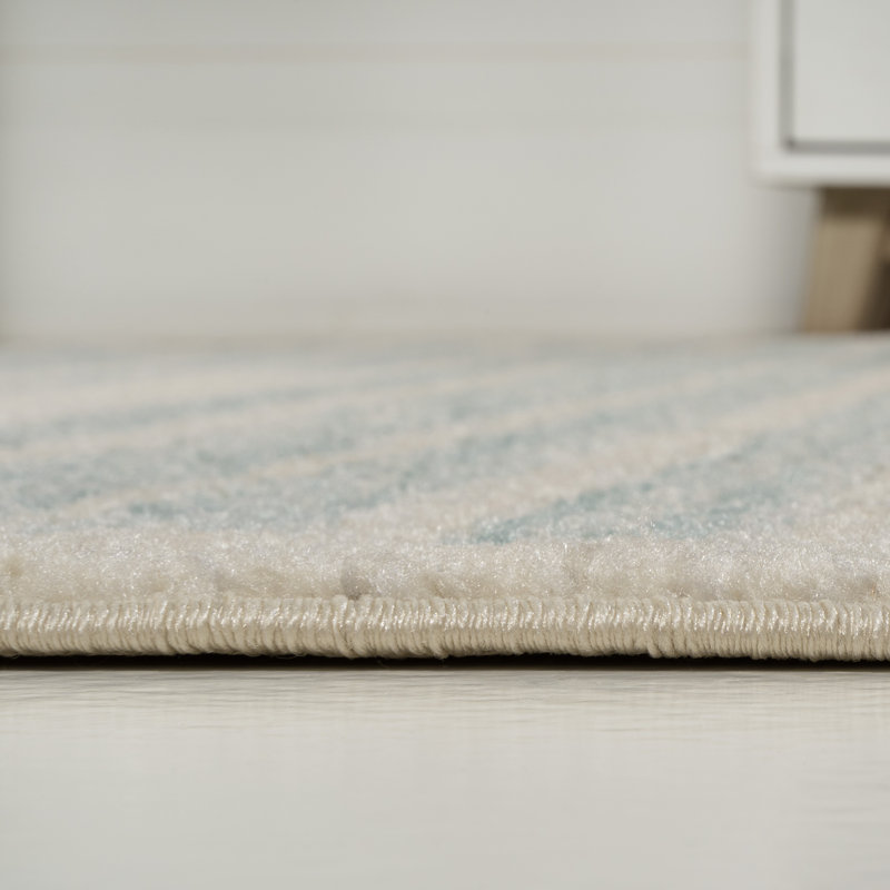 Tapis crème / turquoise Kaylonie, Tapis de couloir 2 pi 2 po x 8 pi