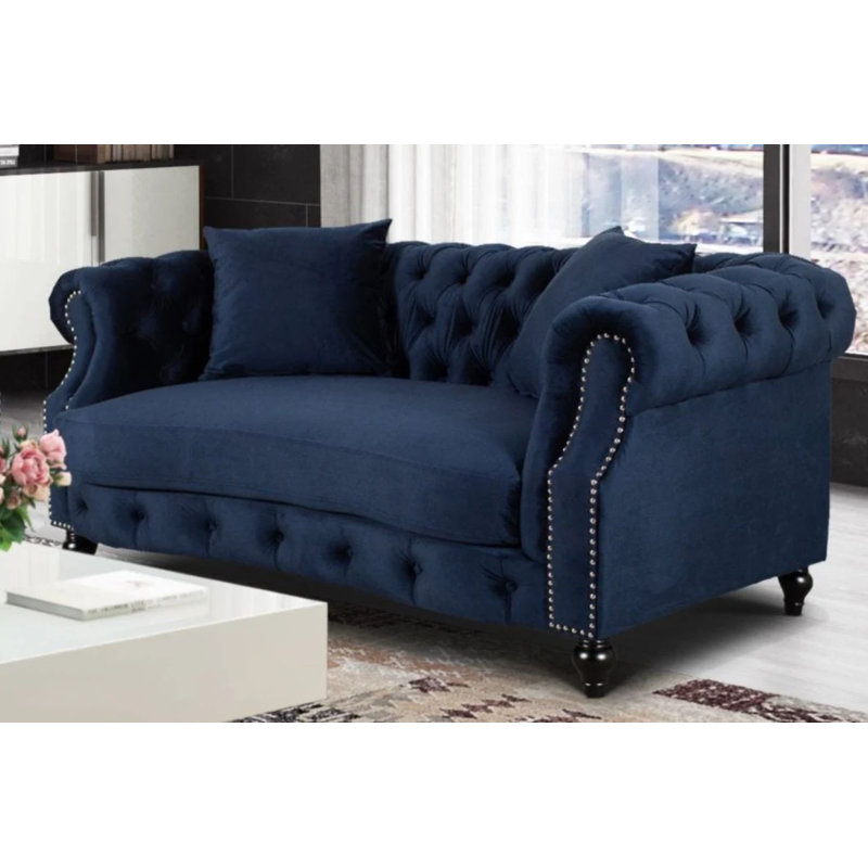 Mocanaqua 2 Seater Velvet Sofa, Navy Blue
