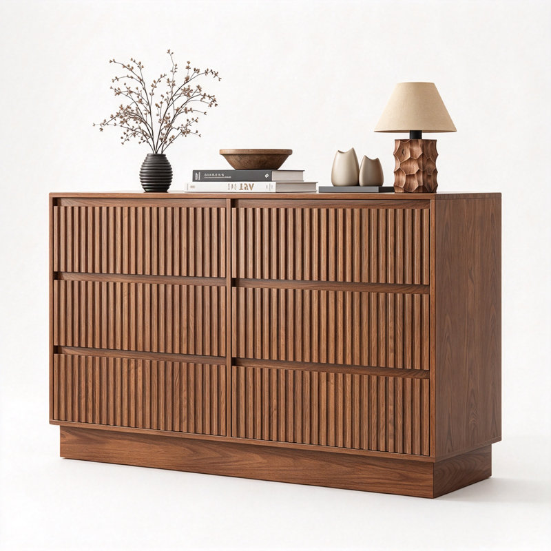 Commode double 6 tiroirs l 47,3 po avec rangement ondulé polyvalent