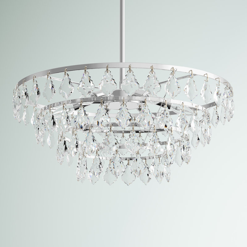Marina Dimmable Tiered Chandelier, Chrome, 58" H x 24" W x 24" D