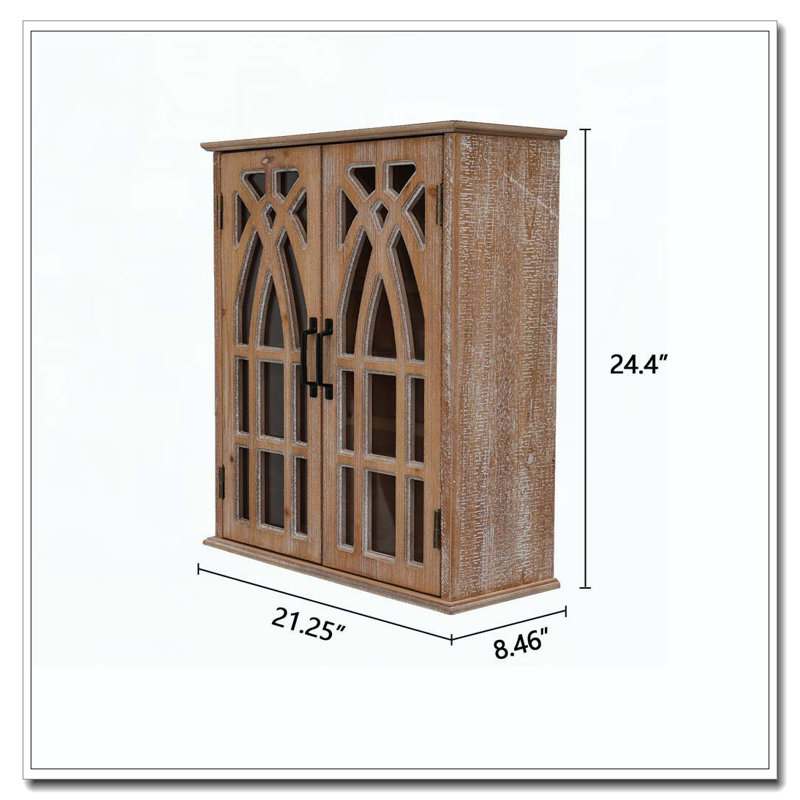 Wall-Mounted Cabinet with Decorative Cutout Doors, Antique Black