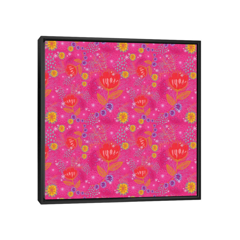 «Bright Bouquet», impression sur toile tendue, H 18 po x l 18 po x P 1,5 po, Toile avec cadre noir, Pas de tapis