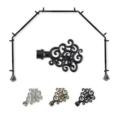 Reinaldo Adjustable Bay Window Single Curtain Rod