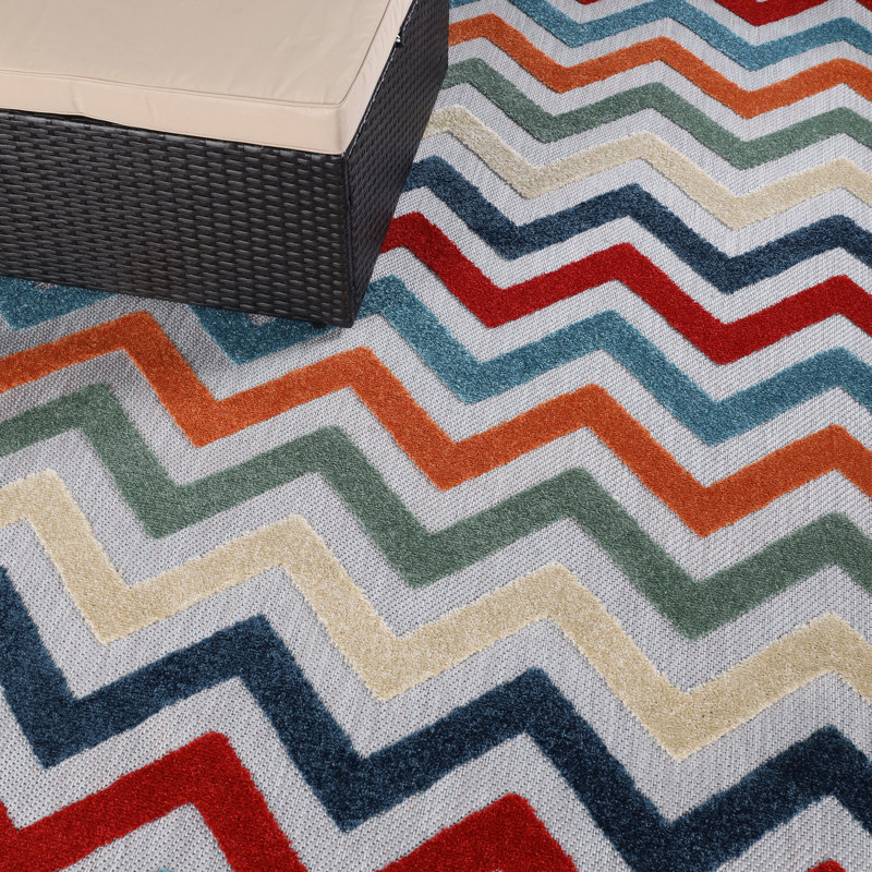 Costina Chevron Zig-Zag Geometric Modern Indoor Outdoor Area Rug, Rectangle 8' x 10'