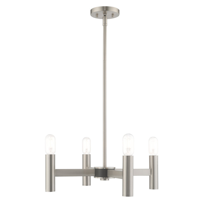 Martella Candle Style Classic / Traditional Chandelier, Brushed Nickel, 6" H x 20" W x 20" D