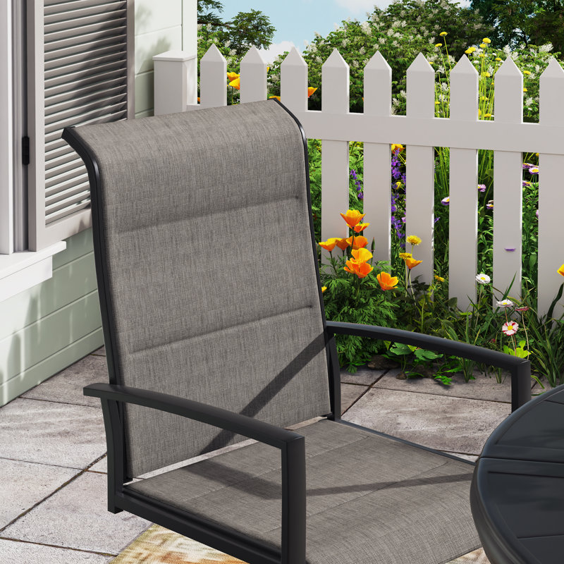 6-Person Outdoor Rectangular Patio Dining Set With Swivel Chair, Black