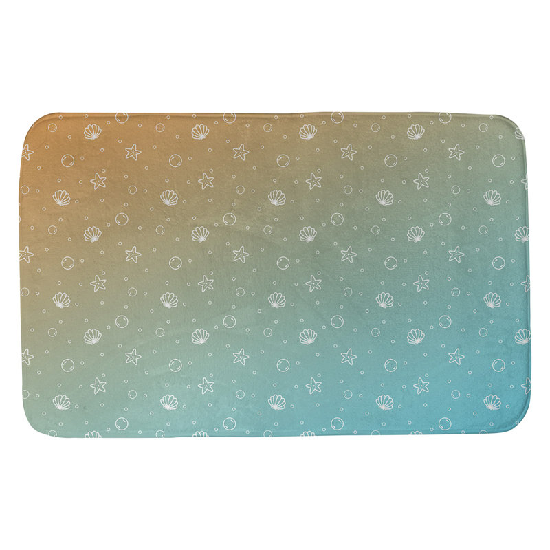 Tapis pour salle de bain coquillage Mcguigan, l 17 po x L 24 po, Bleu / orange