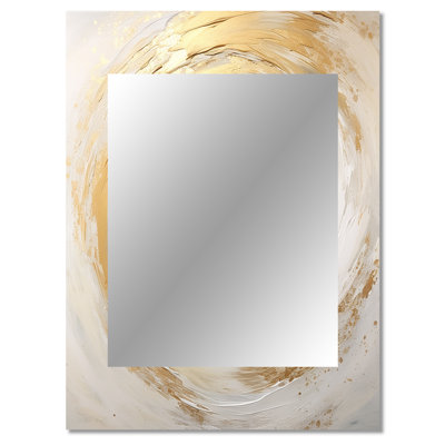 Gold And White Soft Wave Vortex I - Abstract Spirals Decorative Wall Mirror, Modern Mirror, Printed Metal Art
