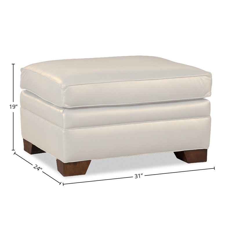 Vidonia Ottoman, Cream Genuine Leather