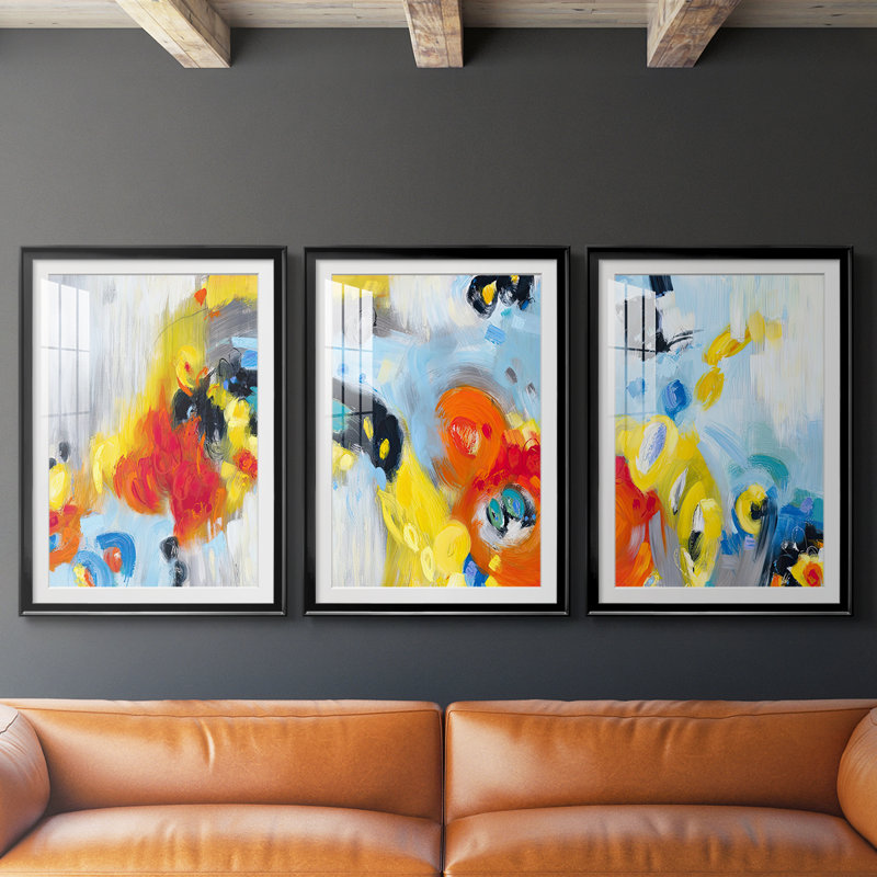 In the Loop I  -Custom Framed  Premium Print W Matt - 3 Pieces, Black, 21" H x 30" W