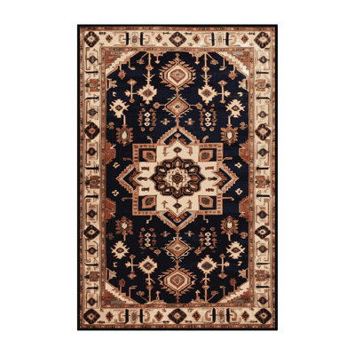 Tapis persan noir lavable à la machine