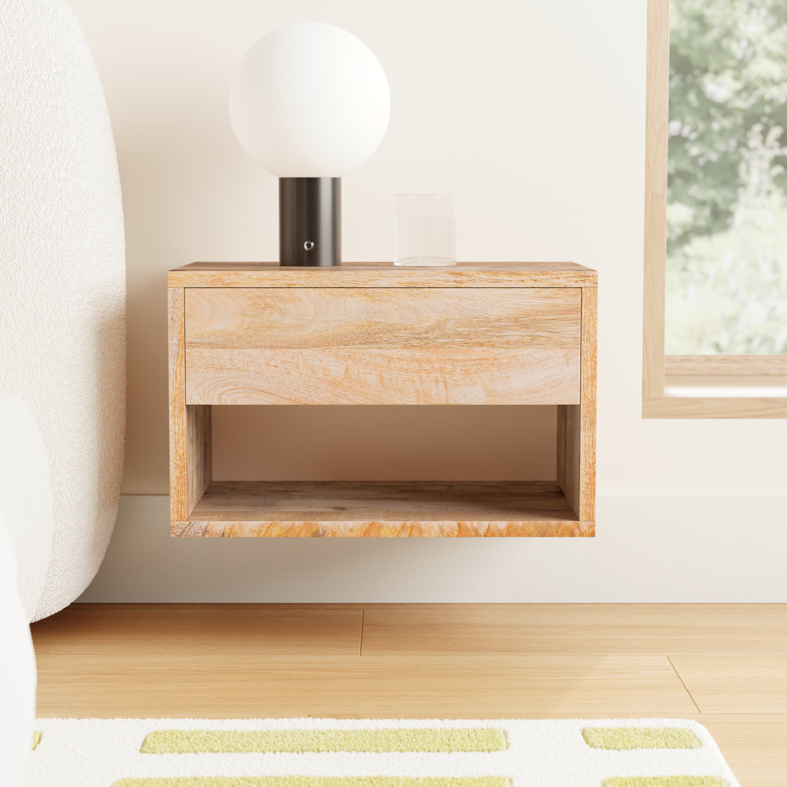 Reni 1 - Drawer Solid Wood Nightstand, Natural