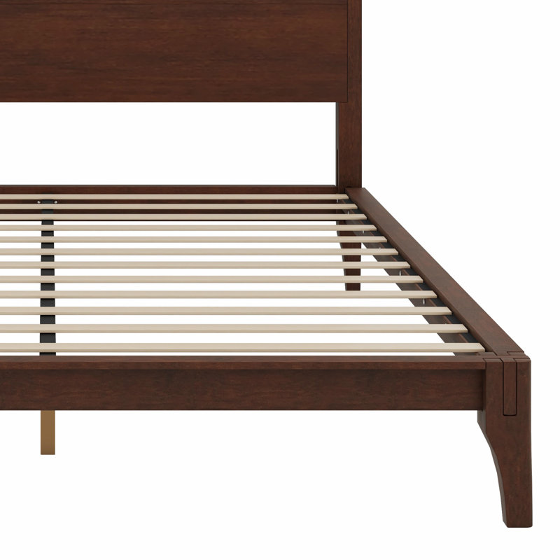 Modern Wood Platform Bed With Slat Support, Queen, Chocolate