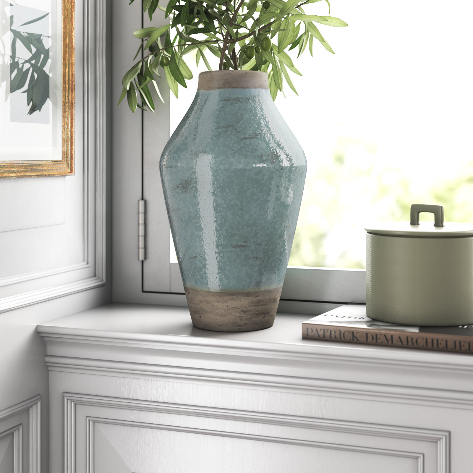 Murano Art Collection Royal Ceramic Vase Sage Green-