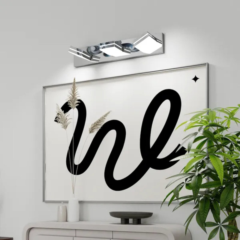 Applique murale moderne à 3 lumières pour meuble-lavabo à DEL moderne en chrome pour miroir de salle de bain, luminaire minimaliste élégant, écoénergétique facile à installer