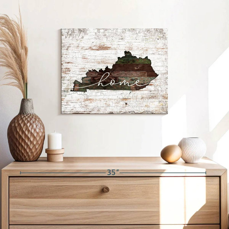 Kentucky Home Map sur impression sur toile, H 16 po x l 20 po x P 1,25 po