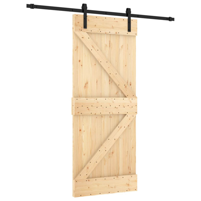 Porte coulissante avec quincaillerie Vidaxl, 33,5 po x 82,7 po, Noir/naturel