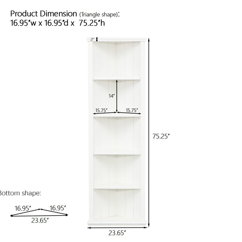 De deux grandes tablettes blanches à côtés triangulaires de 76,88 po pour présenter des bouteilles de porcelaine et des figurines