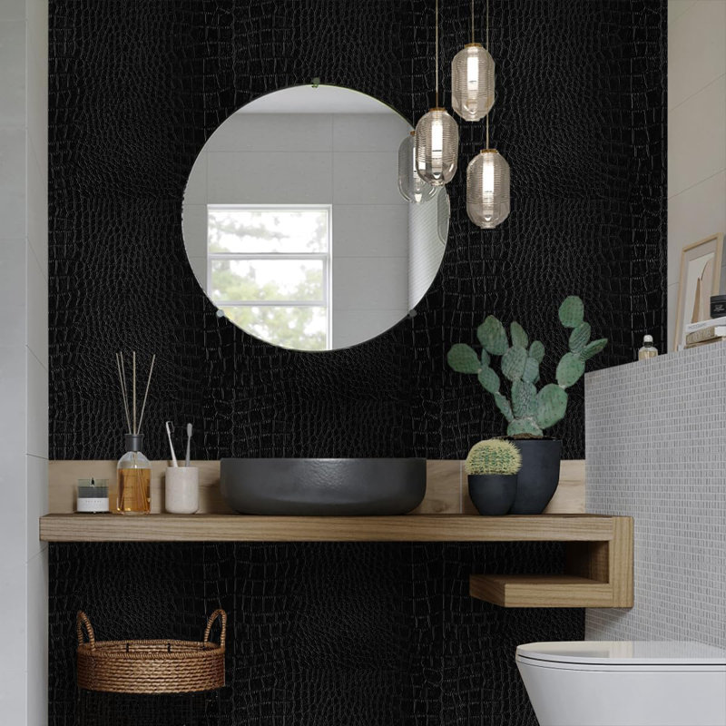 Luxurious 3d Deep Embossed Simulated Crocodile Skin Pattern Pvc Wallpaper - Durable, Water-resistant, And Realistic Design