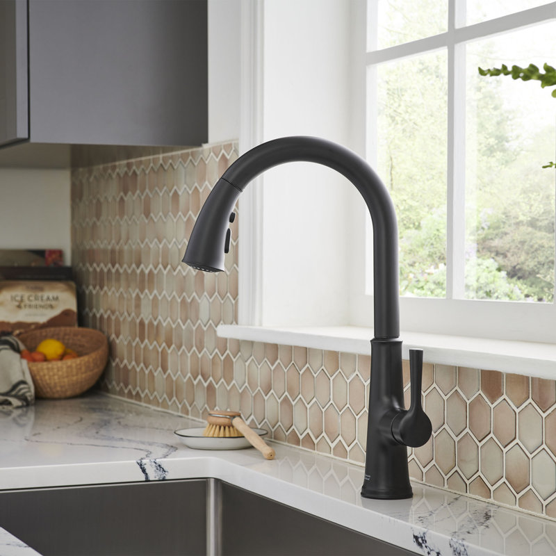 Pull Down Touch Single Handle Kitchen Faucet with Handle, Black