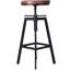 Ensemble de 2 - Tabourets de bar industriels réglables en hauteur avec tabouret de cuisine - Tabouret rustique - Tabouret de salle à manger en métal et en bois 24,8 - 28,74 po-1199095925