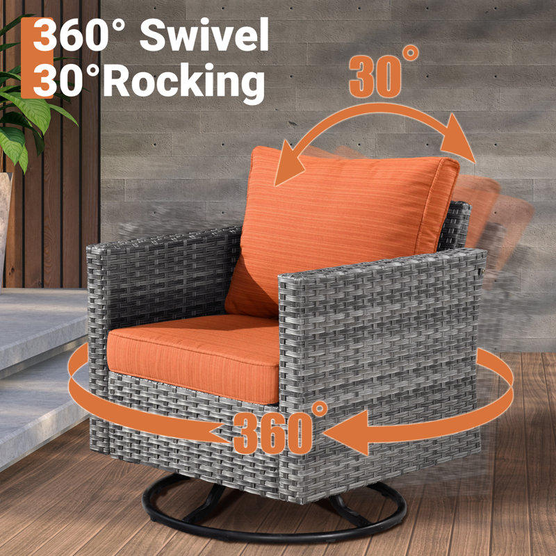 Chappotin Wicker 9 - Person Modular Patio Conversation Set with Cushions, Orange Red