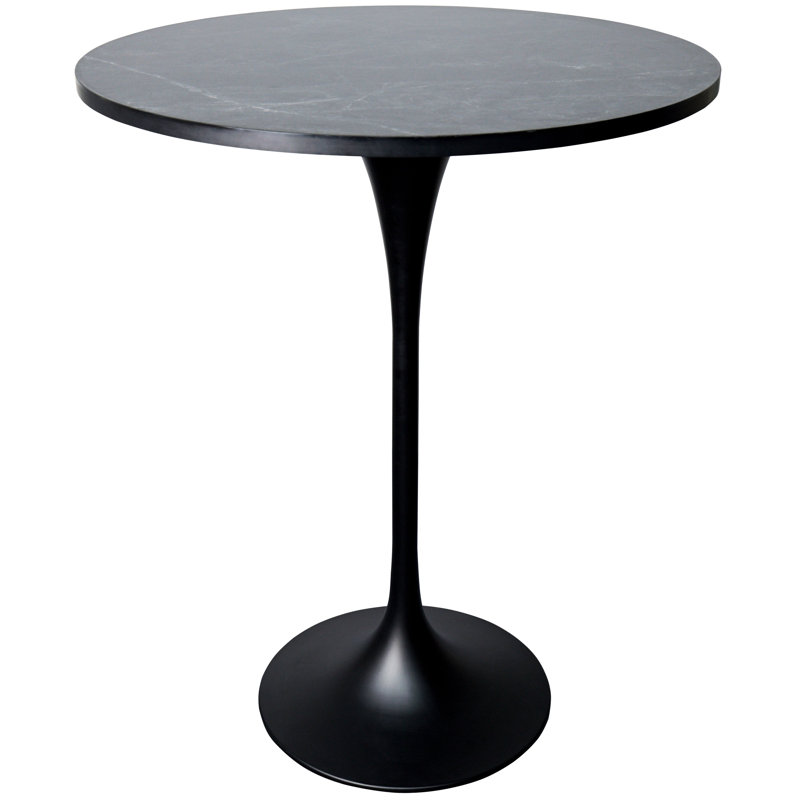 Table de salle à manger Harton, H 43,52 po x L 35,43 po x l 35,43 po, Noir marbré