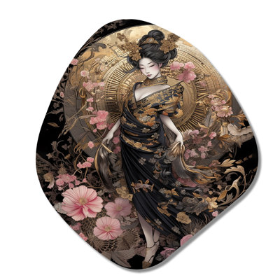 Damarcus - Japon, femme, forme nébuleuse, art mural asymétrique en métal