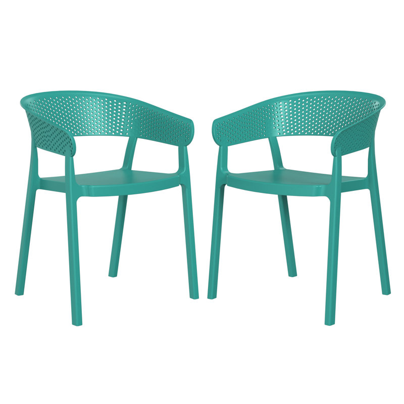 Chaise de salle à manger d'extérieur empilable, Turquoise