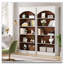 Bibliothèque vintage 70,86 "à 5 niveaux en chêne et blanc pour salon, bureau, chambre à coucher
