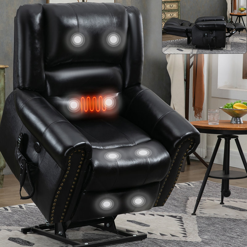 Fauteuil inclinable Power Lift, double moteur, cuir véritable, mécanisme de mouvement robuste avec ports USB