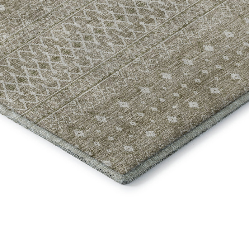Premium Machine Washable Prisco Taupe Rug, Rectangle 1'8" x 2'6"