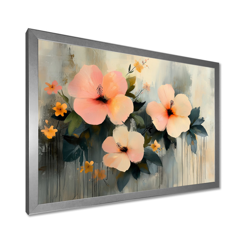Irmuun Minimalisme, Hibiscus Spring Symphony - Hibiscus Wall Art, Reproduction encadrée d'une seule photo, Argent argent