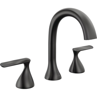 Delta Bonacci Widespread Bathroom Faucet, Matte Black Bathroom Faucet, Two Handle Bathroom Sink Faucet, Diamond Seal Technology, Drain Assembly, Matte Black