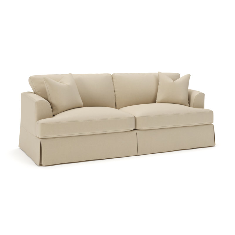 Lucia 92.5'' Slipcovered Sofa, Bayou Stone Canvas