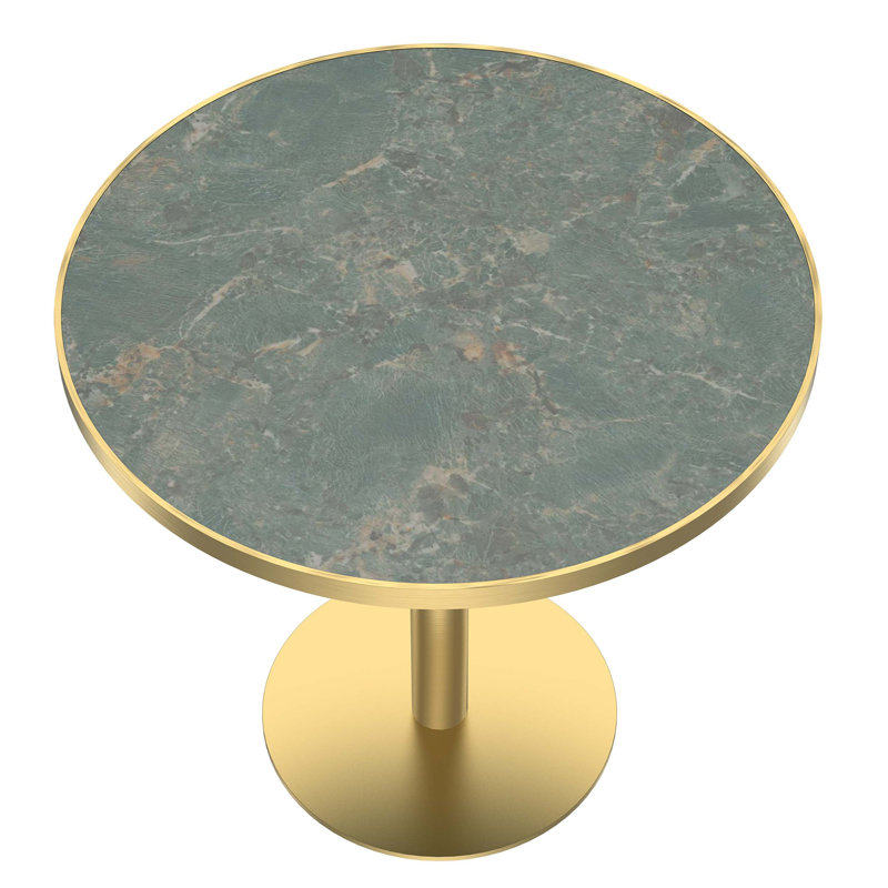 Round Modern Dining Table With Faux Marble Top, Sturdy Metal Frame, Easy Assembly, Compact 31.5-Inch Diameter For Small Spaces.